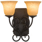 Meyda Lighting Thierry 14" 2-Light Chestnut Wall Sconce With Beige Scavo Art Shade Glass