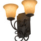 Meyda Lighting Thierry 14" 2-Light Chestnut Wall Sconce With Beige Scavo Art Shade Glass