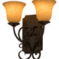 Meyda Lighting Thierry 14" 2-Light Chestnut Wall Sconce With Beige Scavo Art Shade Glass