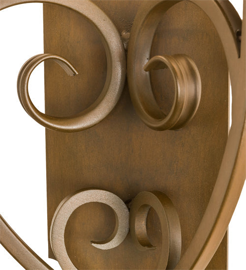 Meyda Lighting Thierry 14" 2-Light Rustic Iron Wall Sconce With Clear Hurricane Shade Glass