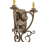Meyda Lighting Thierry 14" 2-Light Rustic Iron Wall Sconce With Clear Hurricane Shade Glass