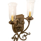 Meyda Lighting Thierry 14" 2-Light Rustic Iron Wall Sconce With Clear Hurricane Shade Glass