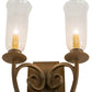 Meyda Lighting Thierry 14" 2-Light Rustic Iron Wall Sconce With Clear Hurricane Shade Glass