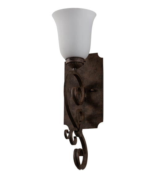 Meyda Lighting Thierry 6" Antique Rust Wall Sconce With Etched White Opal Shade Glass