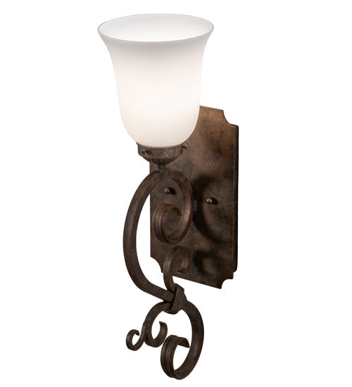 Meyda Lighting Thierry 6" Antique Rust Wall Sconce With Etched White Opal Shade Glass