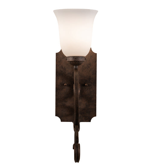 Meyda Lighting Thierry 6" Antique Rust Wall Sconce With Etched White Opal Shade Glass