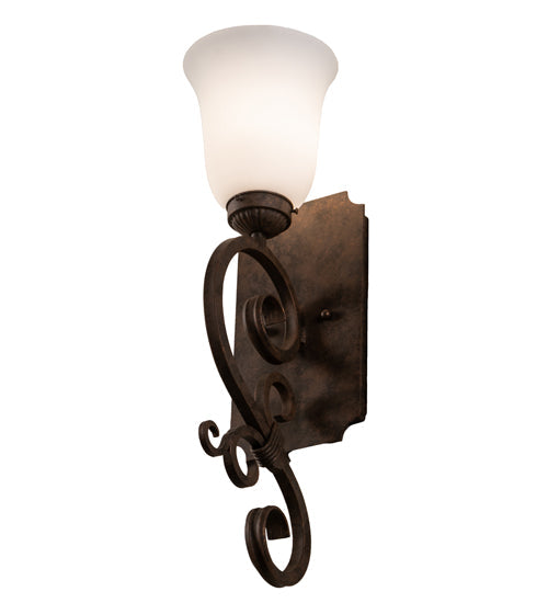 Meyda Lighting Thierry 6" Antique Rust Wall Sconce With Etched White Opal Shade Glass