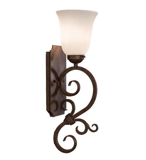 Meyda Lighting Thierry 6" Antique Rust Wall Sconce With Etched White Opal Shade Glass