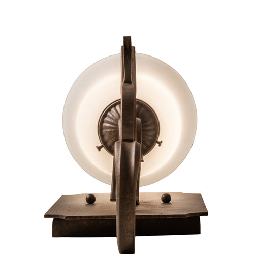 Meyda Lighting Thierry 6" Antique Rust Wall Sconce With Etched White Opal Shade Glass