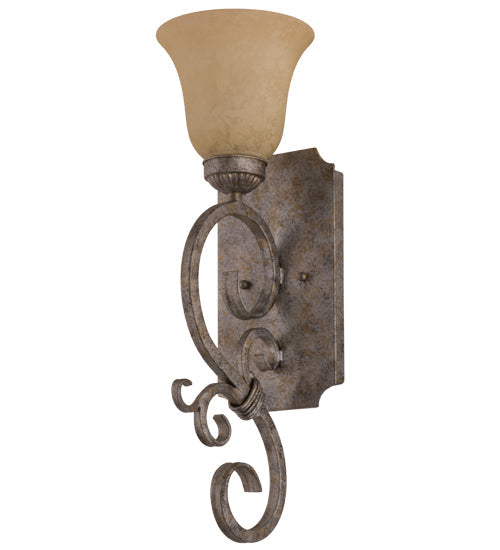 Meyda Lighting Thierry 6" Corinth Wall Sconce With Beige Scavo Art Shade Glass