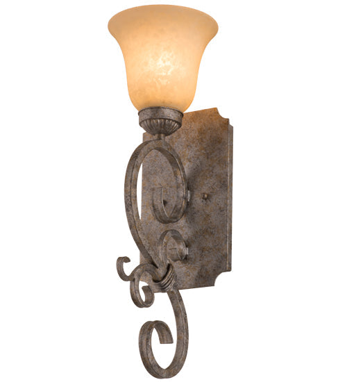 Meyda Lighting Thierry 6" Corinth Wall Sconce With Beige Scavo Art Shade Glass