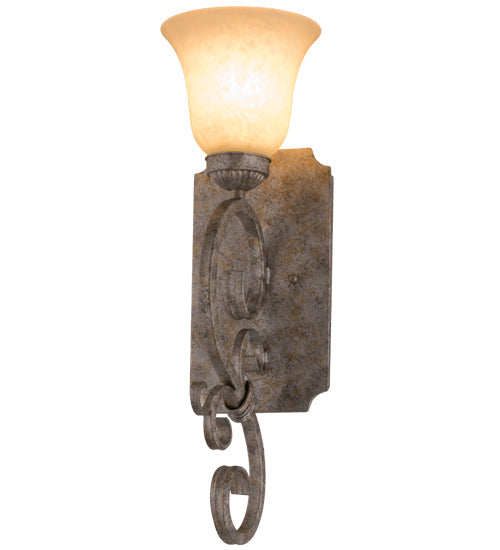 Meyda Lighting Thierry 6" Corinth Wall Sconce With Beige Scavo Art Shade Glass