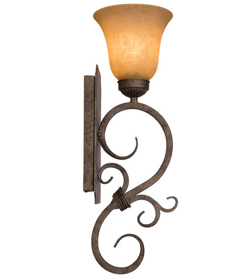 Meyda Lighting Thierry 6" Corinth Wall Sconce With Beige Scavo Art Shade Glass