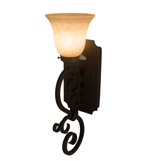 Meyda Lighting Thierry 6" Distressed Chestnut Wall Sconce With Beige Scavo Art Shade Glass