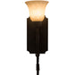 Meyda Lighting Thierry 6" Distressed Chestnut Wall Sconce With Beige Scavo Art Shade Glass