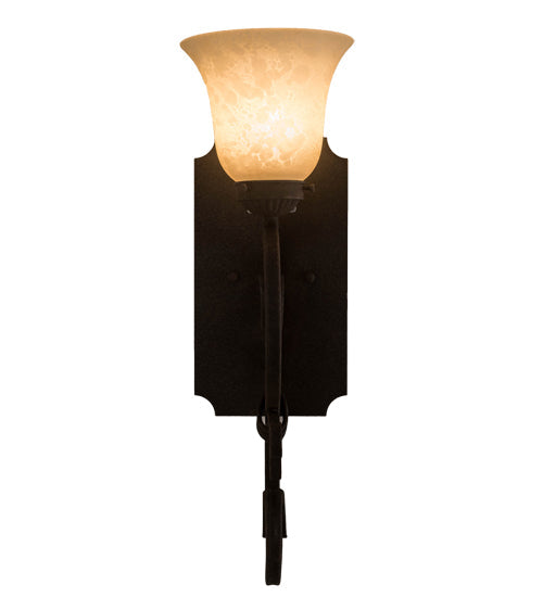 Meyda Lighting Thierry 6" Distressed Chestnut Wall Sconce With Beige Scavo Art Shade Glass