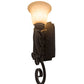 Meyda Lighting Thierry 6" Distressed Chestnut Wall Sconce With Beige Scavo Art Shade Glass
