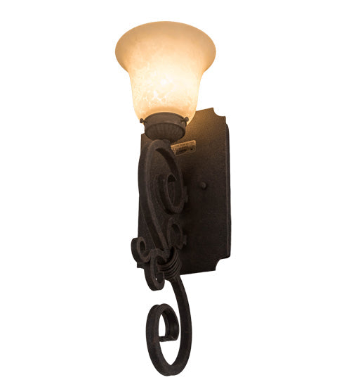 Meyda Lighting Thierry 6" Distressed Chestnut Wall Sconce With Beige Scavo Art Shade Glass