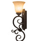 Meyda Lighting Thierry 6" Distressed Chestnut Wall Sconce With Beige Scavo Art Shade Glass