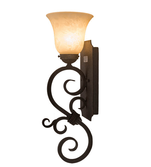 Meyda Lighting Thierry 6" Distressed Chestnut Wall Sconce With Beige Scavo Art Shade Glass