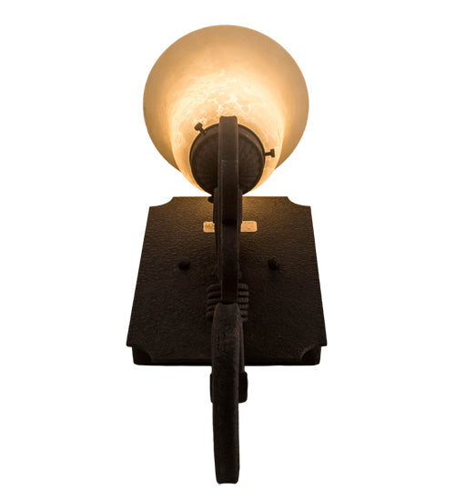 Meyda Lighting Thierry 6" Distressed Chestnut Wall Sconce With Beige Scavo Art Shade Glass