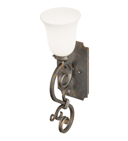 Meyda Lighting Thierry 6" French Bronze Wall Sconce With Etched White Opal Shade Glass