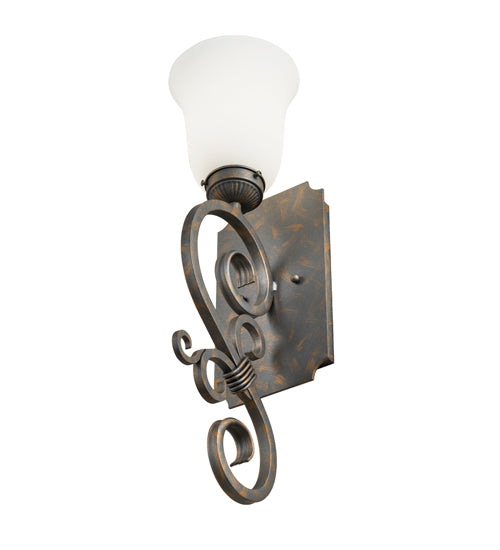 Meyda Lighting Thierry 6" French Bronze Wall Sconce With Etched White Opal Shade Glass