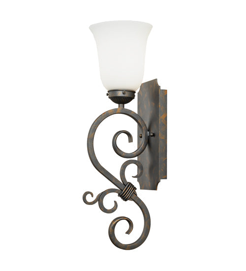 Meyda Lighting Thierry 6" French Bronze Wall Sconce With Etched White Opal Shade Glass