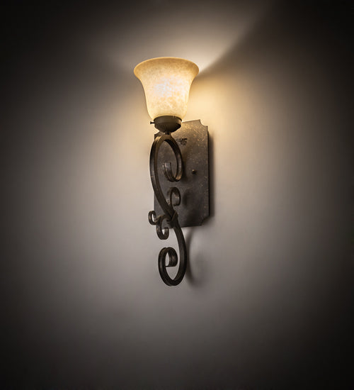 Meyda Lighting Thierry 6" Golden Bronze Wall Sconce With Beige Scavo Shade Glass