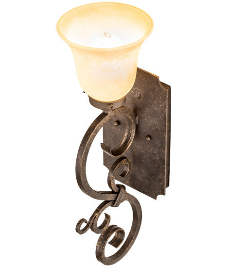 Meyda Lighting Thierry 6" Golden Bronze Wall Sconce With Beige Scavo Shade Glass