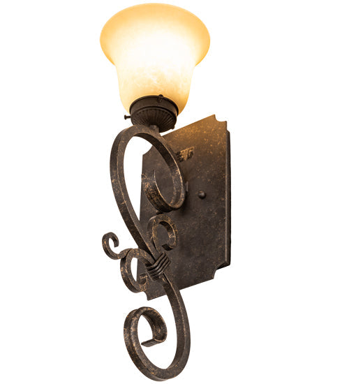 Meyda Lighting Thierry 6" Golden Bronze Wall Sconce With Beige Scavo Shade Glass