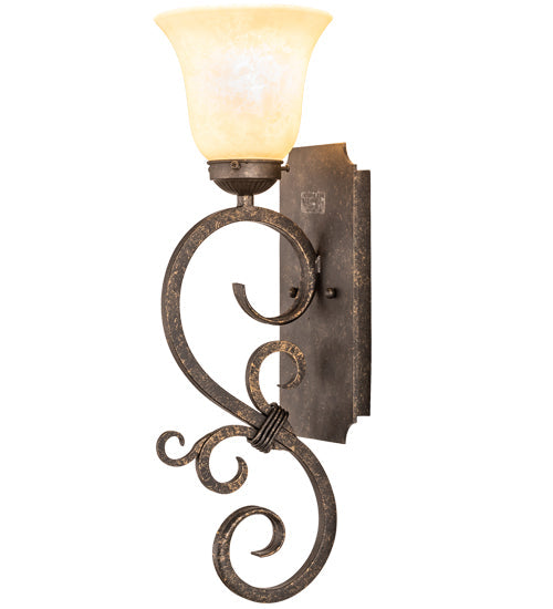 Meyda Lighting Thierry 6" Golden Bronze Wall Sconce With Beige Scavo Shade Glass