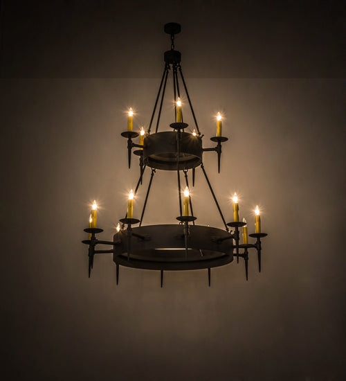 Meyda Lighting Thorndike 50" 15-Light Costello Black Chandelier With Ivory Faux Candlelight