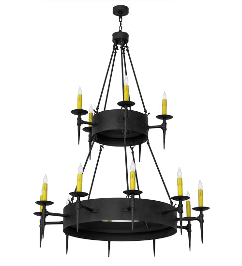 Meyda Lighting Thorndike 50" 15-Light Costello Black Chandelier With Ivory Faux Candlelight