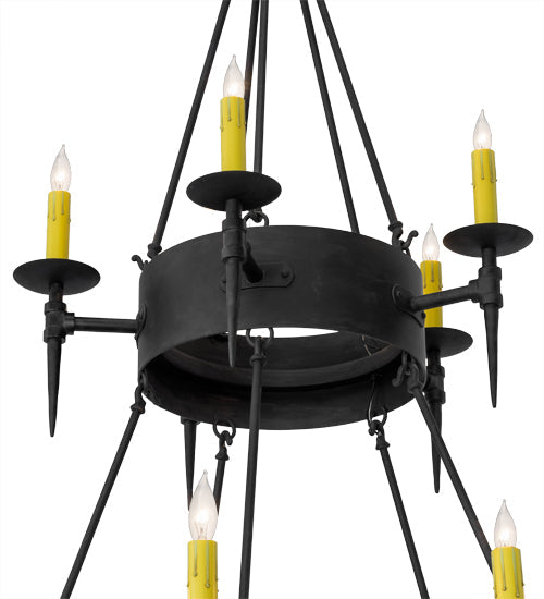 Meyda Lighting Thorndike 50" 15-Light Costello Black Chandelier With Ivory Faux Candlelight