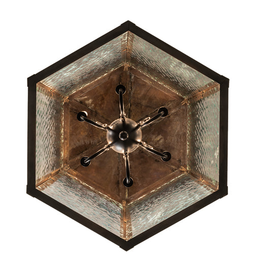 Meyda Lighting Thornhedge 24" 6-Light Craftsman Brown Pendant Light With Clear Art Shade Glass
