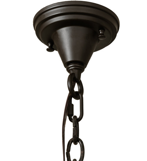 Meyda Lighting Thornhedge 24" 6-Light Craftsman Brown Pendant Light With Clear Art Shade Glass