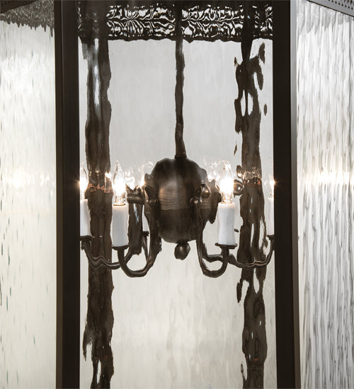 Meyda Lighting Thornhedge 24" 6-Light Craftsman Brown Pendant Light With Clear Art Shade Glass