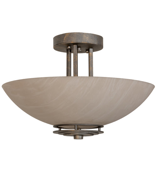 Meyda Lighting Thurston 15" 2-Light French Bronze Semi-flush Mount Light With Beige Fleshtone Idalight Shade