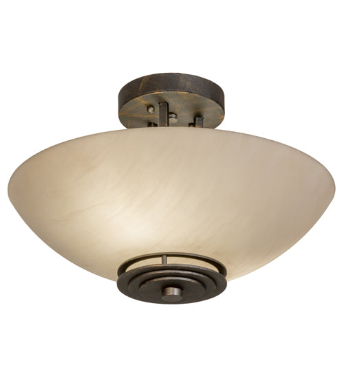 Meyda Lighting Thurston 15" 2-Light French Bronze Semi-flush Mount Light With Beige Fleshtone Idalight Shade