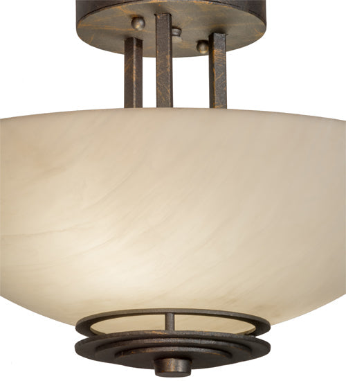 Meyda Lighting Thurston 15" 2-Light French Bronze Semi-flush Mount Light With Beige Fleshtone Idalight Shade