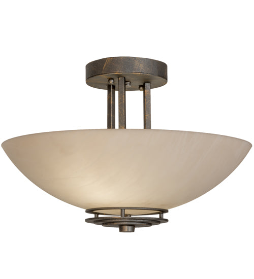 Meyda Lighting Thurston 15" 2-Light French Bronze Semi-flush Mount Light With Beige Fleshtone Idalight Shade