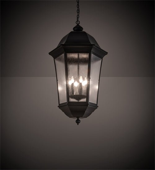 Meyda Lighting Tiamo 27" 6-Light Textured Black Lantern Pendant Light With Rainstone Idalight Shade