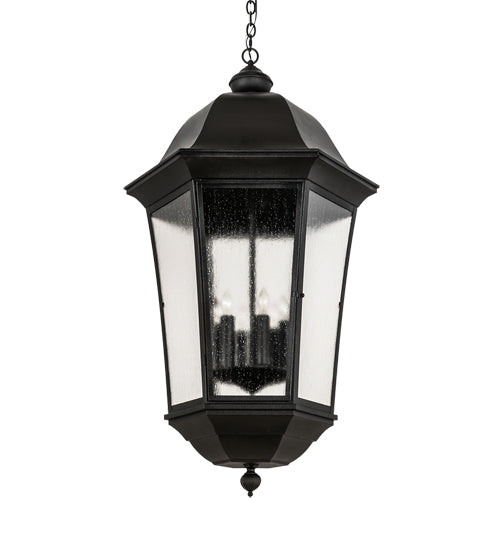 Meyda Lighting Tiamo 27" 6-Light Textured Black Lantern Pendant Light With Rainstone Idalight Shade
