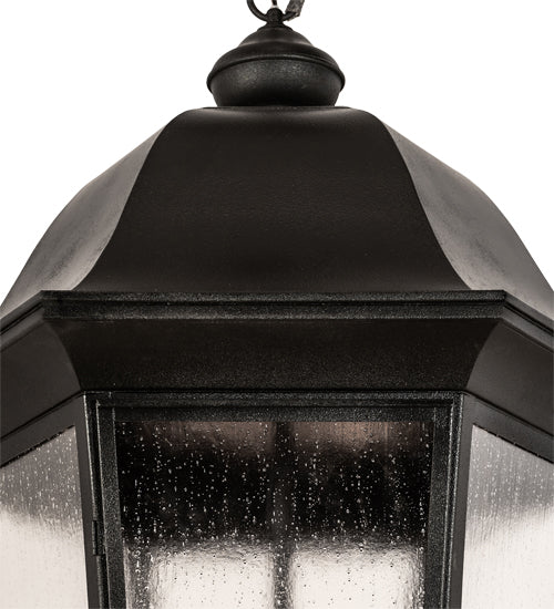 Meyda Lighting Tiamo 27" 6-Light Textured Black Lantern Pendant Light With Rainstone Idalight Shade