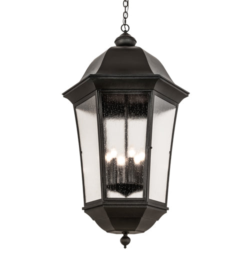 Meyda Lighting Tiamo 27" 6-Light Textured Black Lantern Pendant Light With Rainstone Idalight Shade