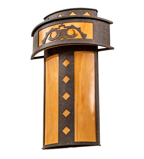 Meyda Lighting Tiara 22" 4-Light Copper Rust Wall Sconce With Amber Quartz Idalight Shade