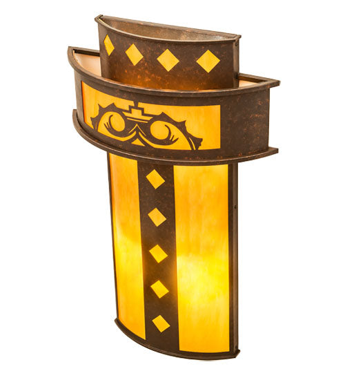 Meyda Lighting Tiara 22" 4-Light Copper Rust Wall Sconce With Amber Quartz Idalight Shade