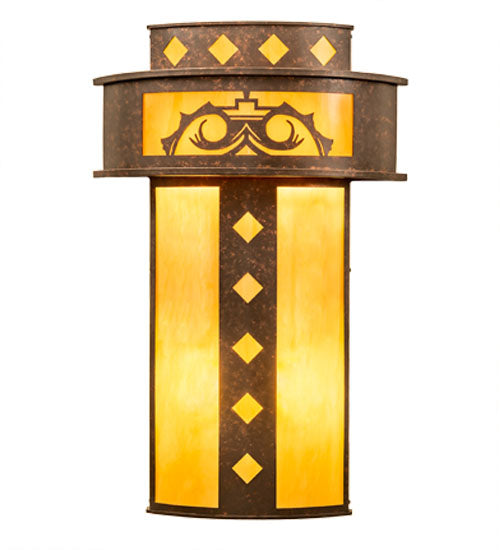 Meyda Lighting Tiara 22" 4-Light Copper Rust Wall Sconce With Amber Quartz Idalight Shade