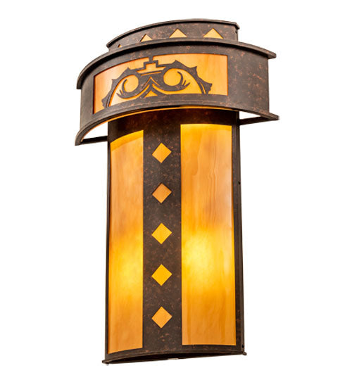 Meyda Lighting Tiara 22" 4-Light Copper Rust Wall Sconce With Amber Quartz Idalight Shade